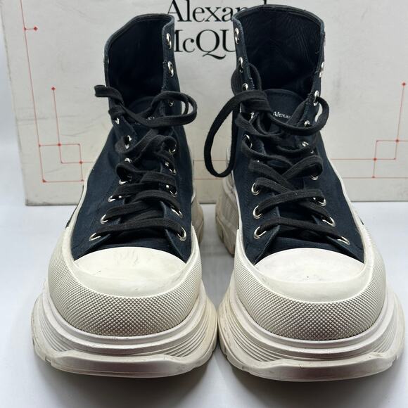 ALEXANDER MCQUEEN Tread Slick Boot Platform Chunky Black White Sz 42 / 9 - Picture 4 of 12